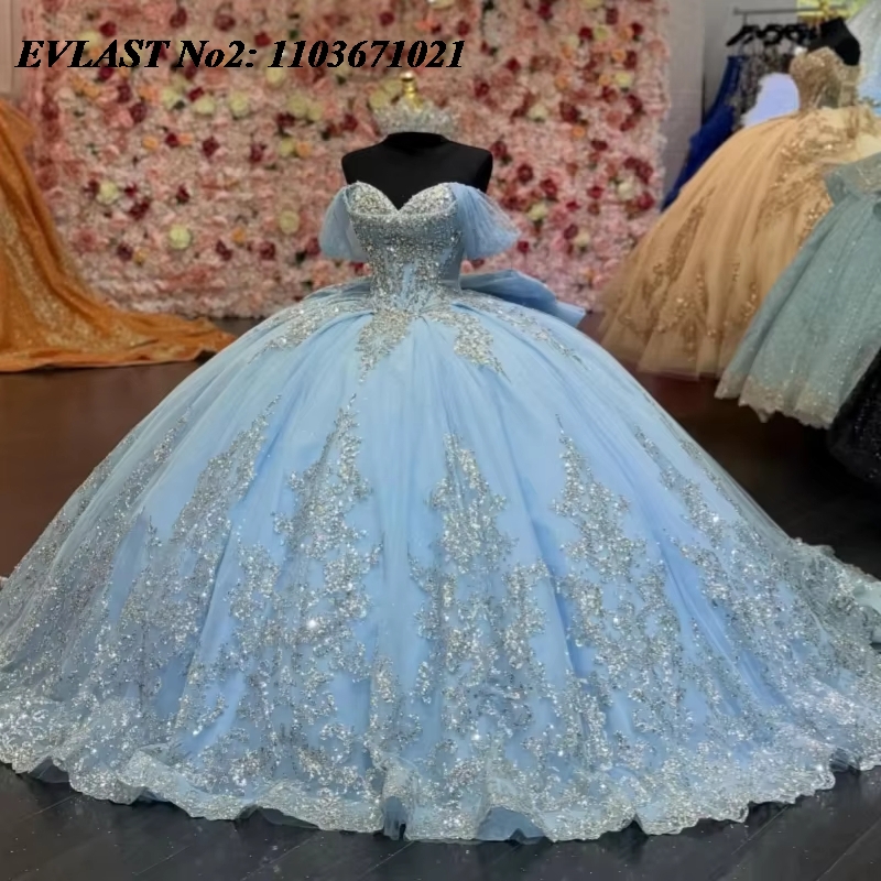 Tassel Fringe Trim - EVLAST Gaun Qinceanera Biru Langit Putri