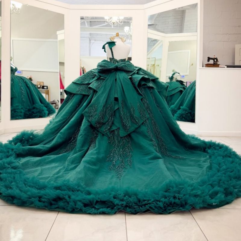 Gaun Quinceanera Hijau Meksiko - Tassel Fringe Trim ulasan dan harga
