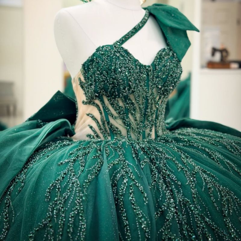 Gaun Quinceanera Hijau Meksiko - Tassel Fringe Trim ulasan dan harga